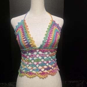 Lacy Crocheted Halter Top
